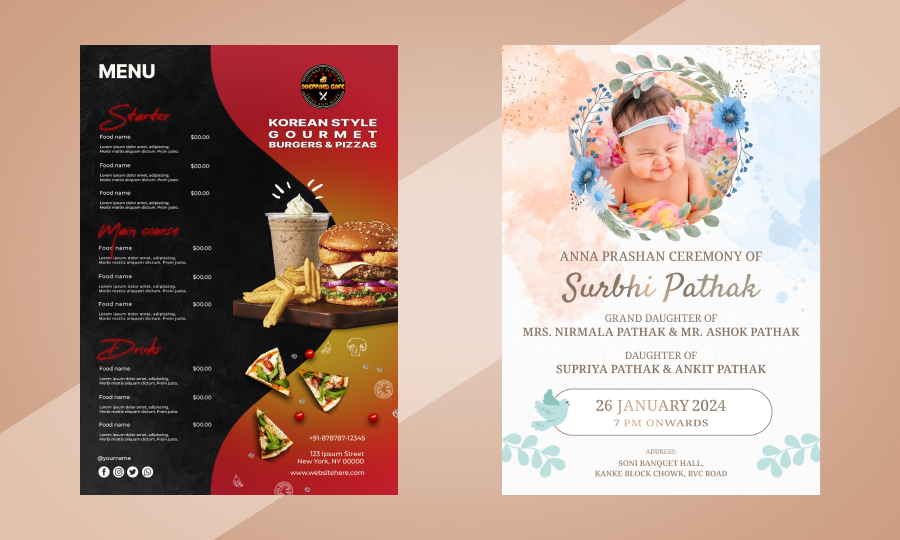 Menu & Invitation Card Design